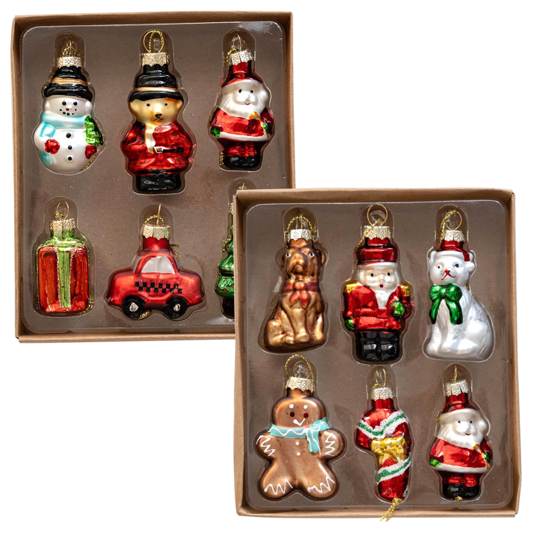 12Pcs Christmas Tree Ornaments Vintage Mini Glass Baubles with Rope Hanging Christmas Ornaments for Xmas Tree Party Decorations.