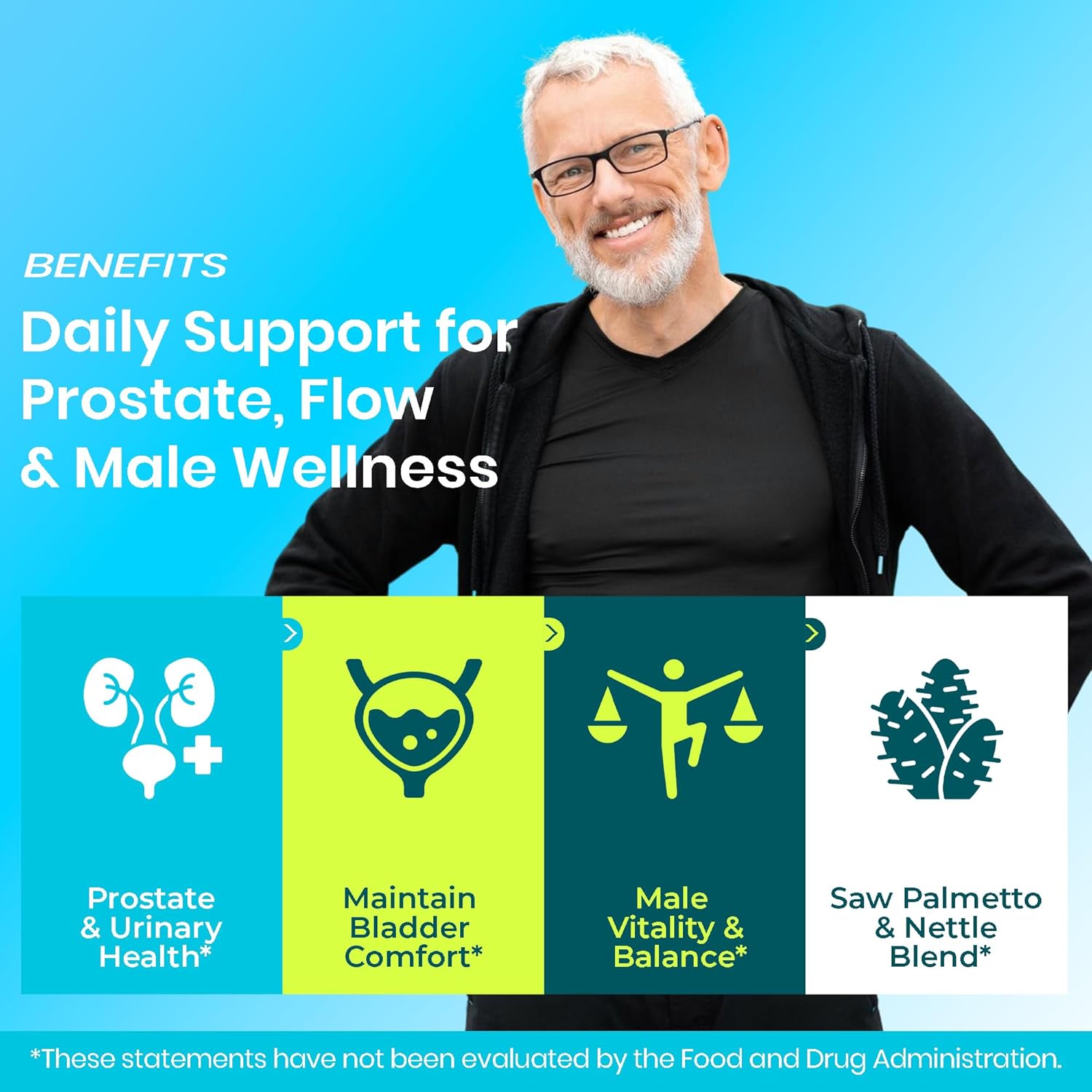 Men’s Prostate Health & Urinary Comfort Support with Saw Palmetto, Stinging Nettle & Beta-Sitosterol | Supports Prostate Size & Flow | Third-Party Tested, Vegan, Non-GMO, Gluten-Free, 120 Capsules