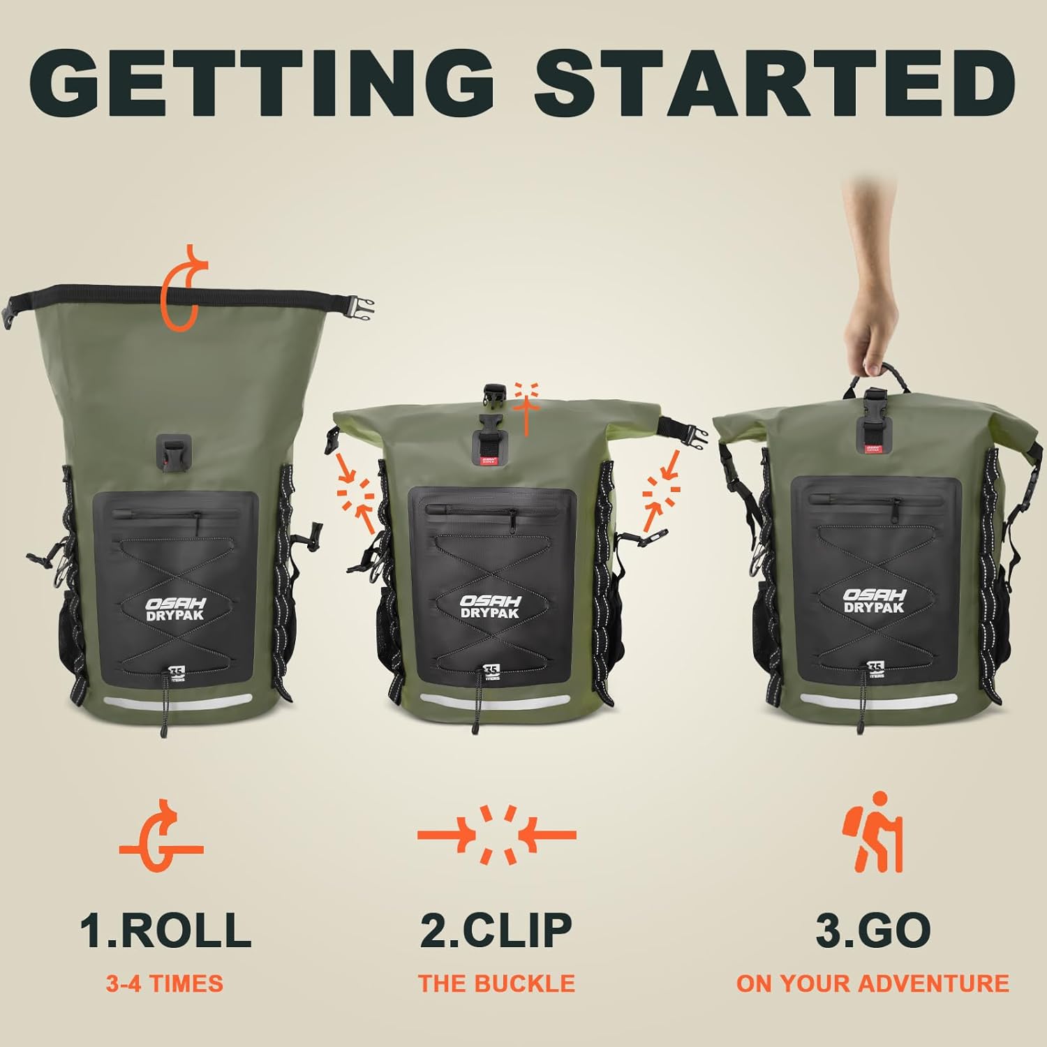 Waterproof Backpack Dry Bag 35L/55L/85L – Heavy Duty Roll-Top Hiking Backpack for Travel, Kayaking, Boating, Camping, Rafting and Fishing - Image 6