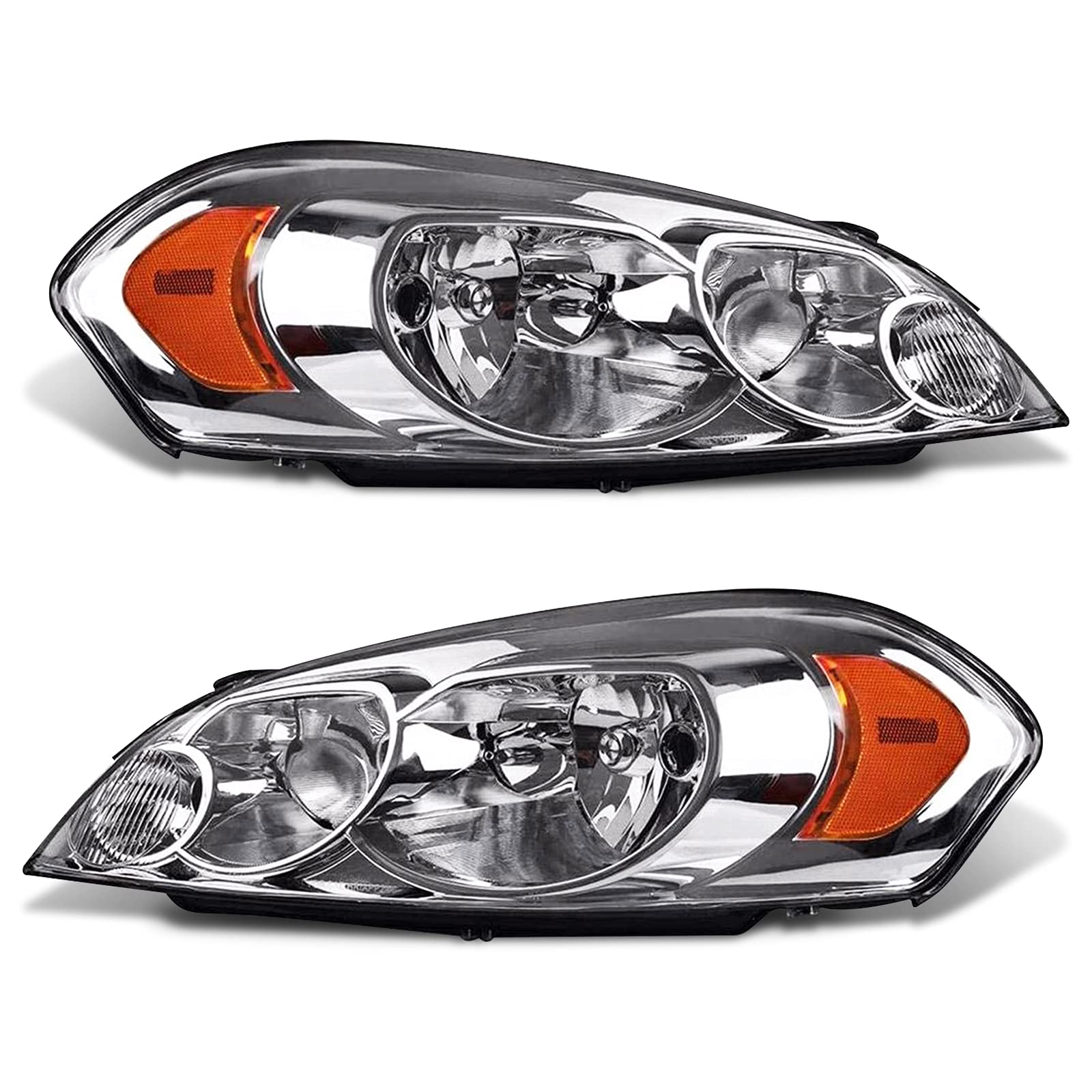 2006-2013 Impala Headlight Assembly by ADCARLIGHTS - Headlights for 2006-2013 Chevy Impala/2006 2007 Chevy Monte Carlo Headlamp Replacement Left and Right - Chrome Housing