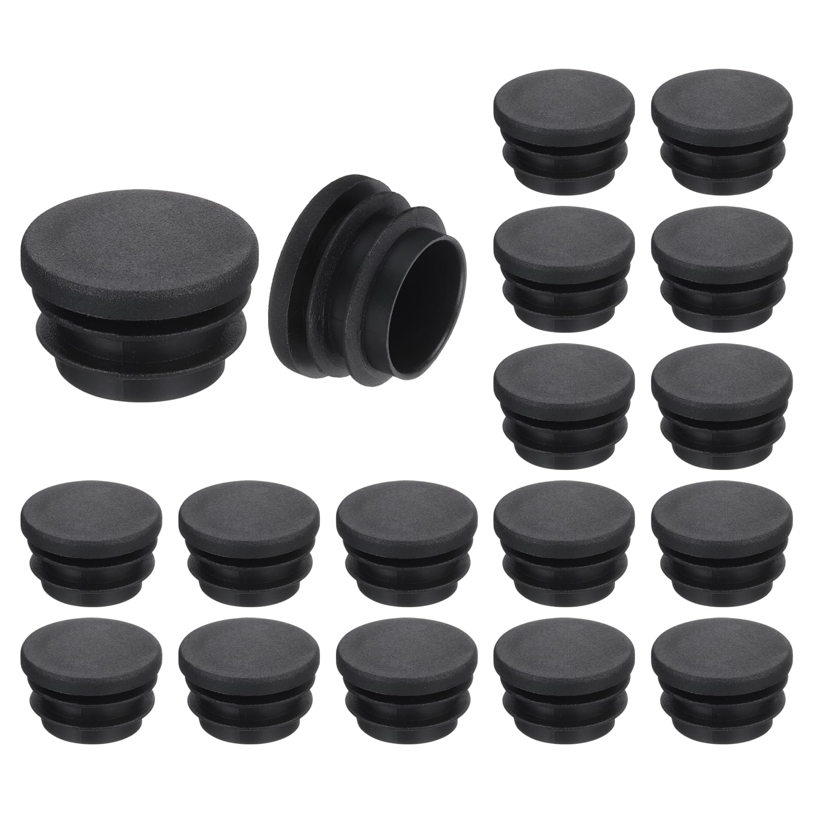 QUARKZMAN 18 Tapones de Plástico Redondos, Tapones de Extremo de Tubo Negro, Inserciones de Tubo de Pata de Mueble de 30 mm (1.18"), Protección Deslizante para Silla, Estante