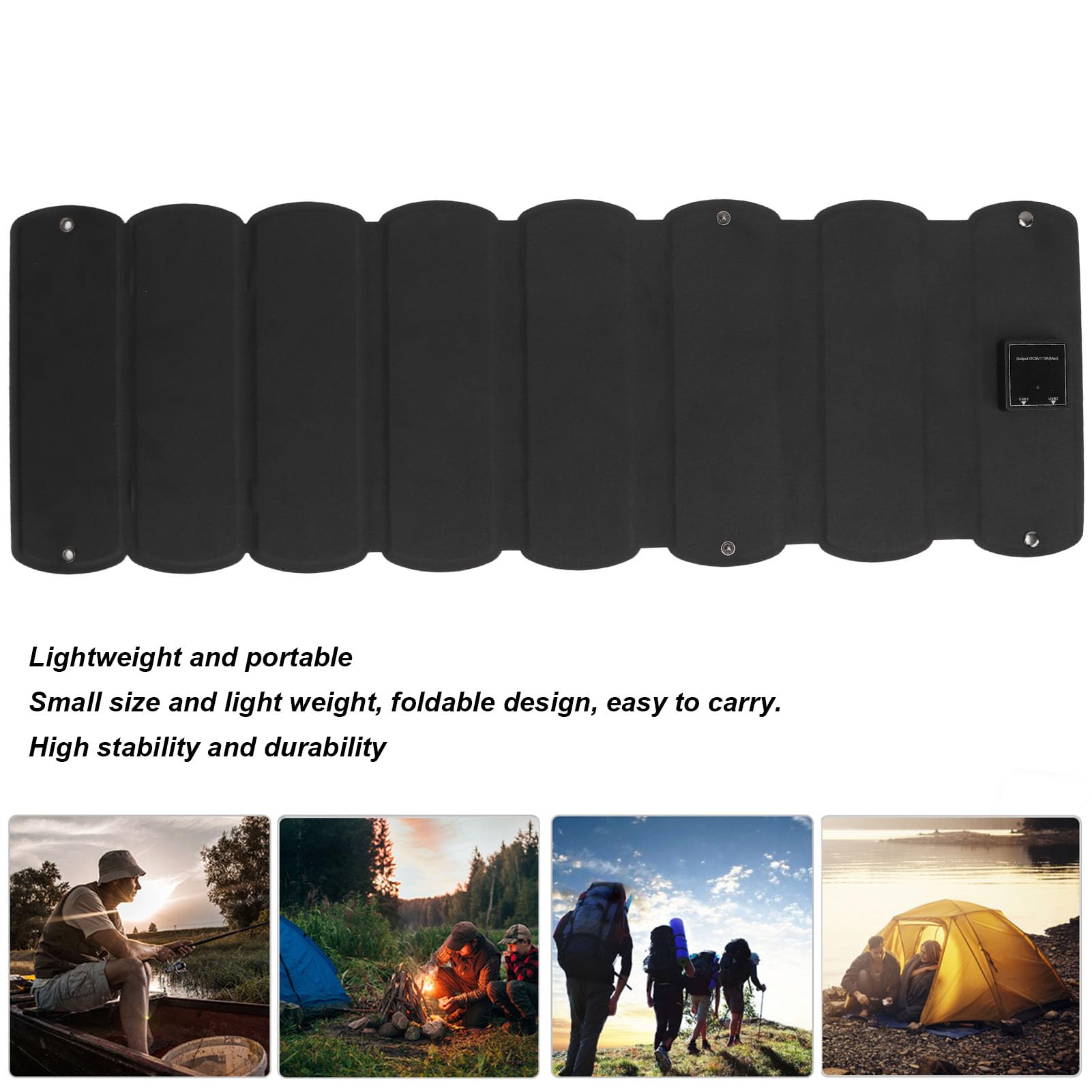 KANASI Caricabatterie solare pieghevole, pannello portatile pieghevole da 16 W con doppia porta USB per la ricarica del telefono in viaggio all'aperto.
