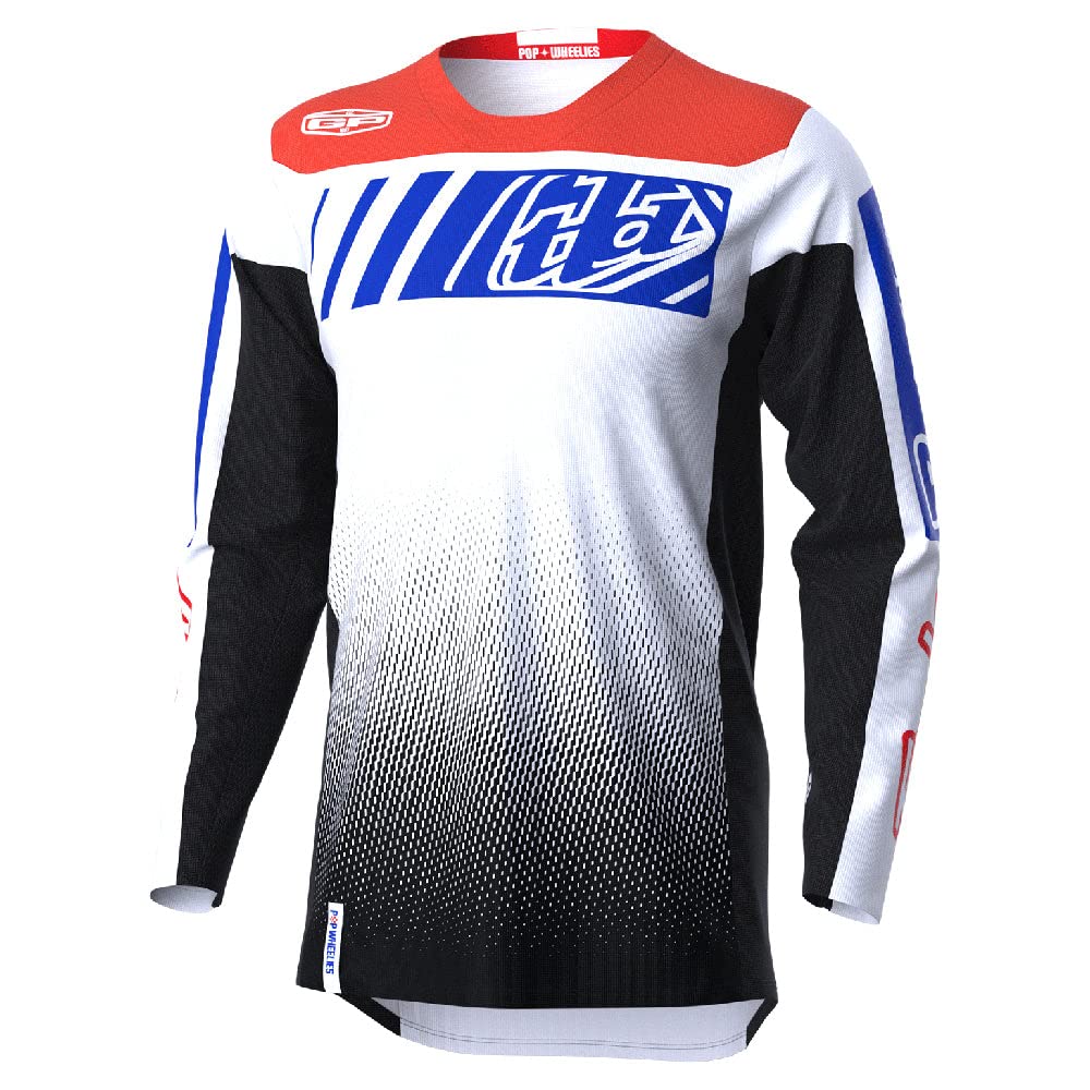 Troy Lee Designs Offroad Motocross Dirt Bike ATV Motorcycle Powersports Racing Jersey Shirt for Men, GP (Solid Black/Blue, 2X)