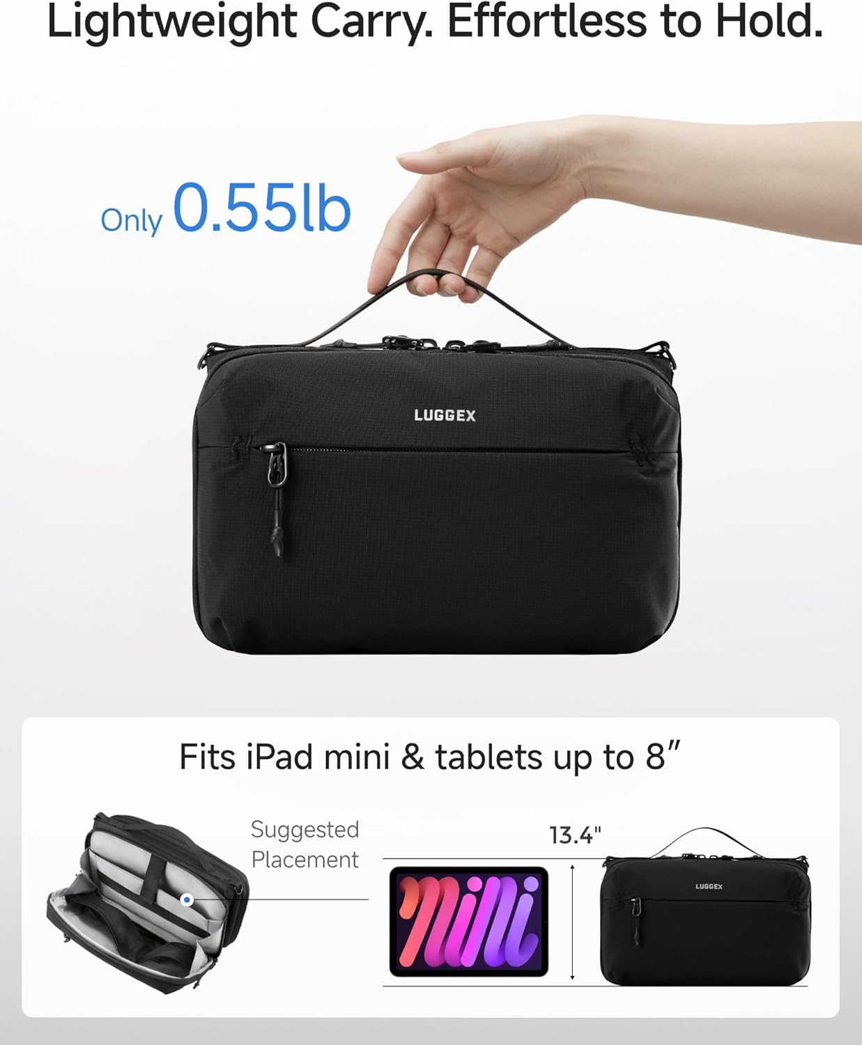 LUGGEX Tech Pouch, CBX01 Electronics Organizer Travel Case with Sling Strap, Water Resistant Travel Organizer Bag (CBX-Core) | Magnetic Clousure, Shoulder Strap, W-fold Design