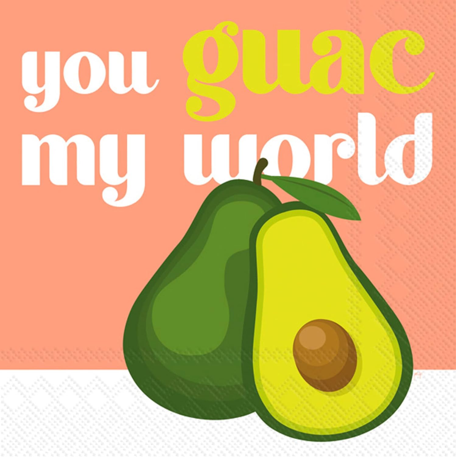 Funny Avocado Themed Party Napkins | 2 Packs 20CT Beverage Napkins | Guac My World, 5" x 5"