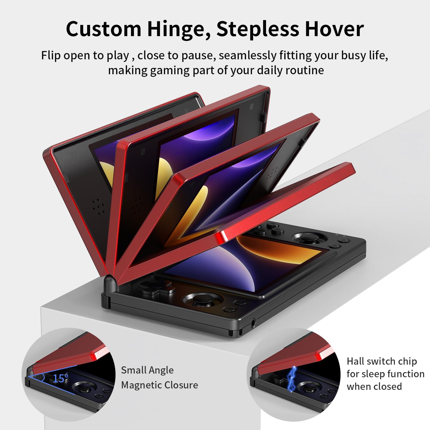 Aivuidbs RG DS Foldable Handheld Game Console RK3568 Anbernic RG DS Android 14 System two-Player Joystick Top and Bottom Dual Screen 4 inch OCA Full Touch Screen 4000mAh 3 + 32gb