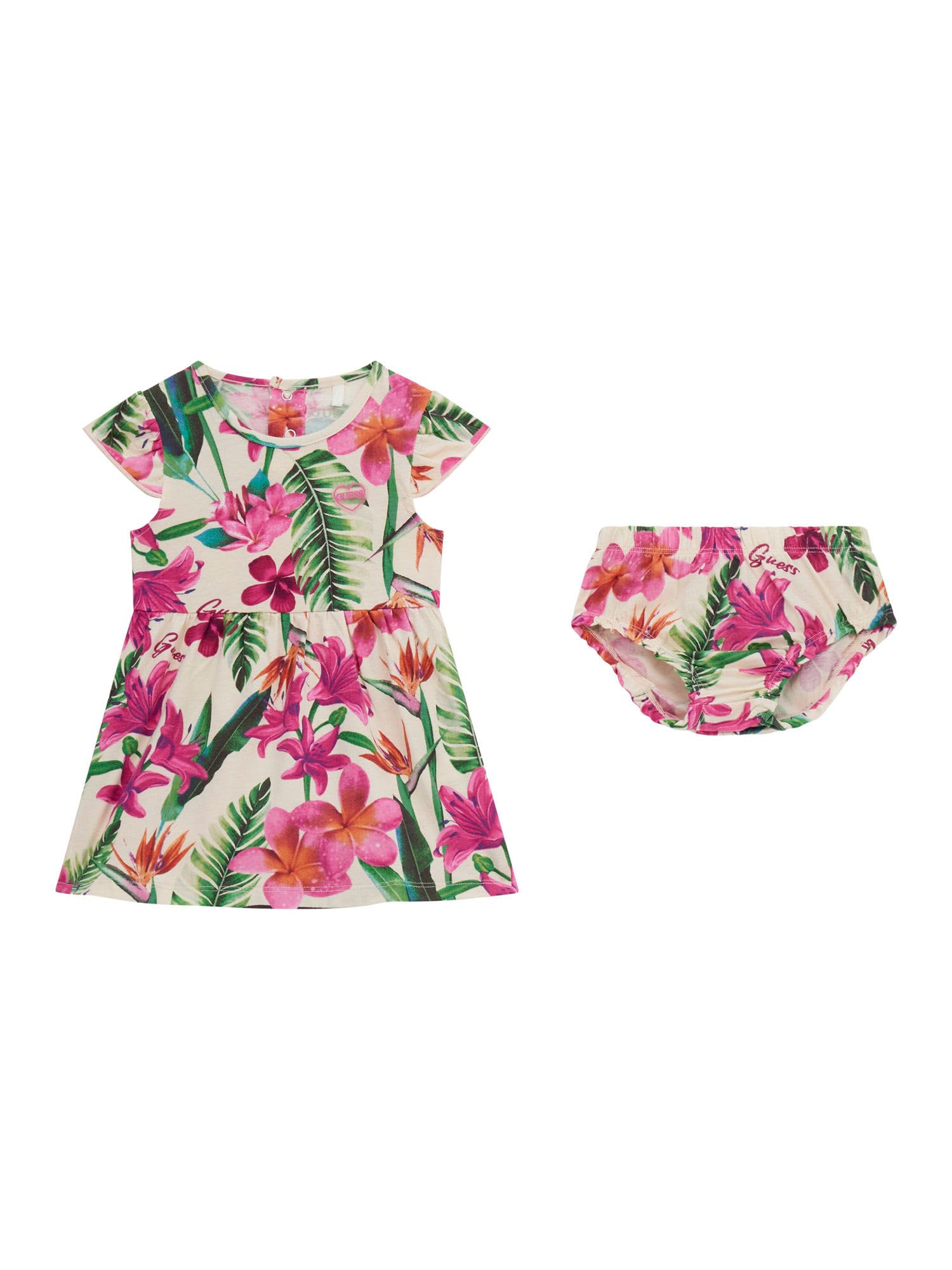 GUESS Eco Short Sleeve Stretch Jersey Dress and Diaper Cover Vestido Bebé-Niñas