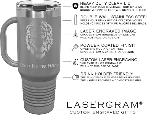 Vista 31 de LaserGram 15oz Vacuum Insulated Coffee Mug, Ankh, Personalized Engraving Included (Orange)