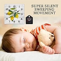 Vista 3 de Reloj de pared de madera con frutas y madera rústica, limón, 12 pulgadas, reloj de pared cuadrado vintage de madera, reloj de pared clásico preciso