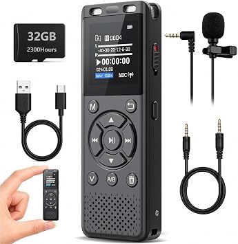 Tonfarb 32GB Digital Voice Recorder with Playback,Audio Recording Device