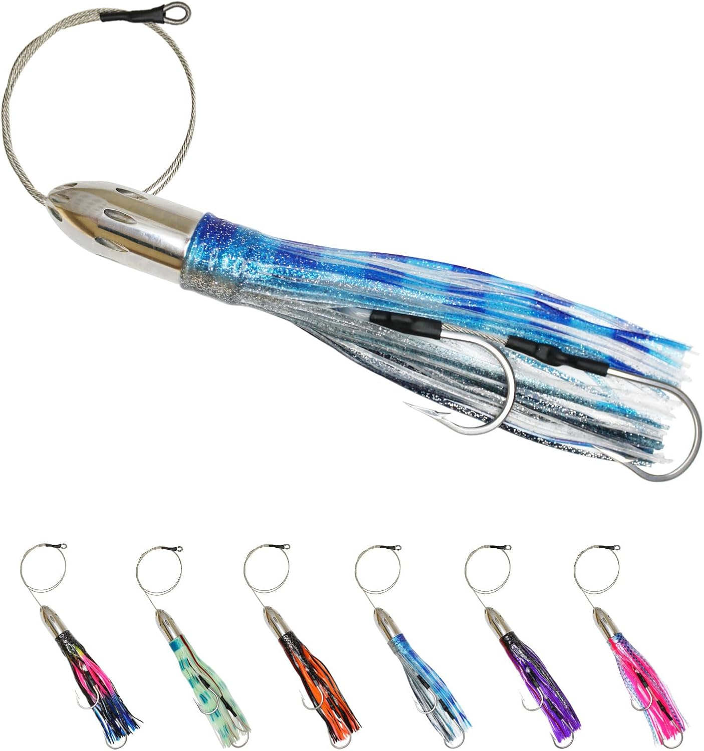 VIKETECH 12’’ 18.5oz Stainless Deep Sea Fishing Trolling Lure for Marlin Tuna Mahi Mahi Wahoo Sailfish Dolphin Saltwater Offshore Big Game Trolling Lures Included Mesh Bag