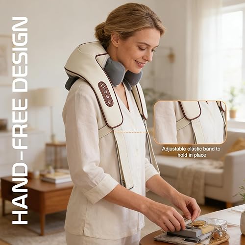 Miniatura 3 de Therapexa - Masajeador de cuello y hombros, masajeador de espalda Shiatsu 8D para aliviar el dolor de tejido profundo, masajeador para dolor de