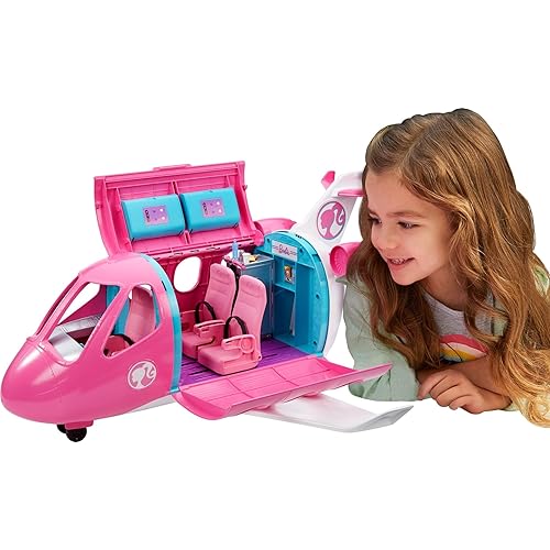 Barbie Dreamplane Airplane Toys Playset with 15+ Accessories Including Puppy, Snack Cart, Reclining Seats and More (Amazon Exclusive)