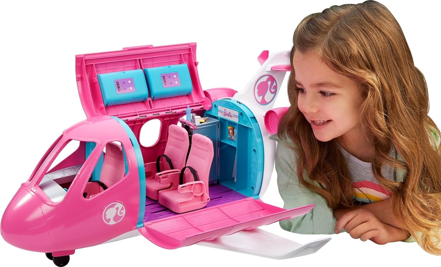 Barbie Dreamplane Airplane Toys Playset with 15 Accessories Including Puppy Snack Cart Reclining Seats and More Amazon Exclusive