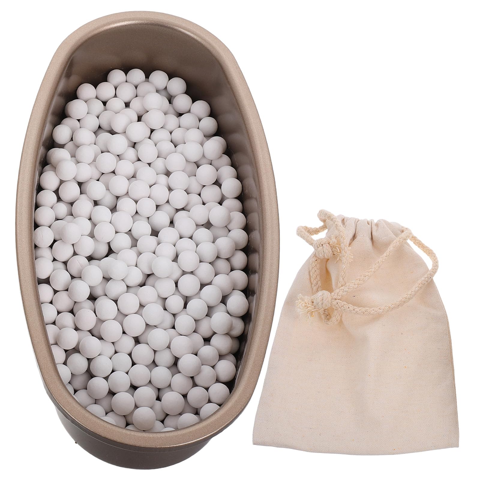 Gatuida Piedra para Hornear de Gres 500g Bolsa y Bandeja Dorada, Peso para Tartas y Masa, Distribución Uniforme de Calor para Horno Doméstico, Adecuado para Pan, Pizza y Pasteles