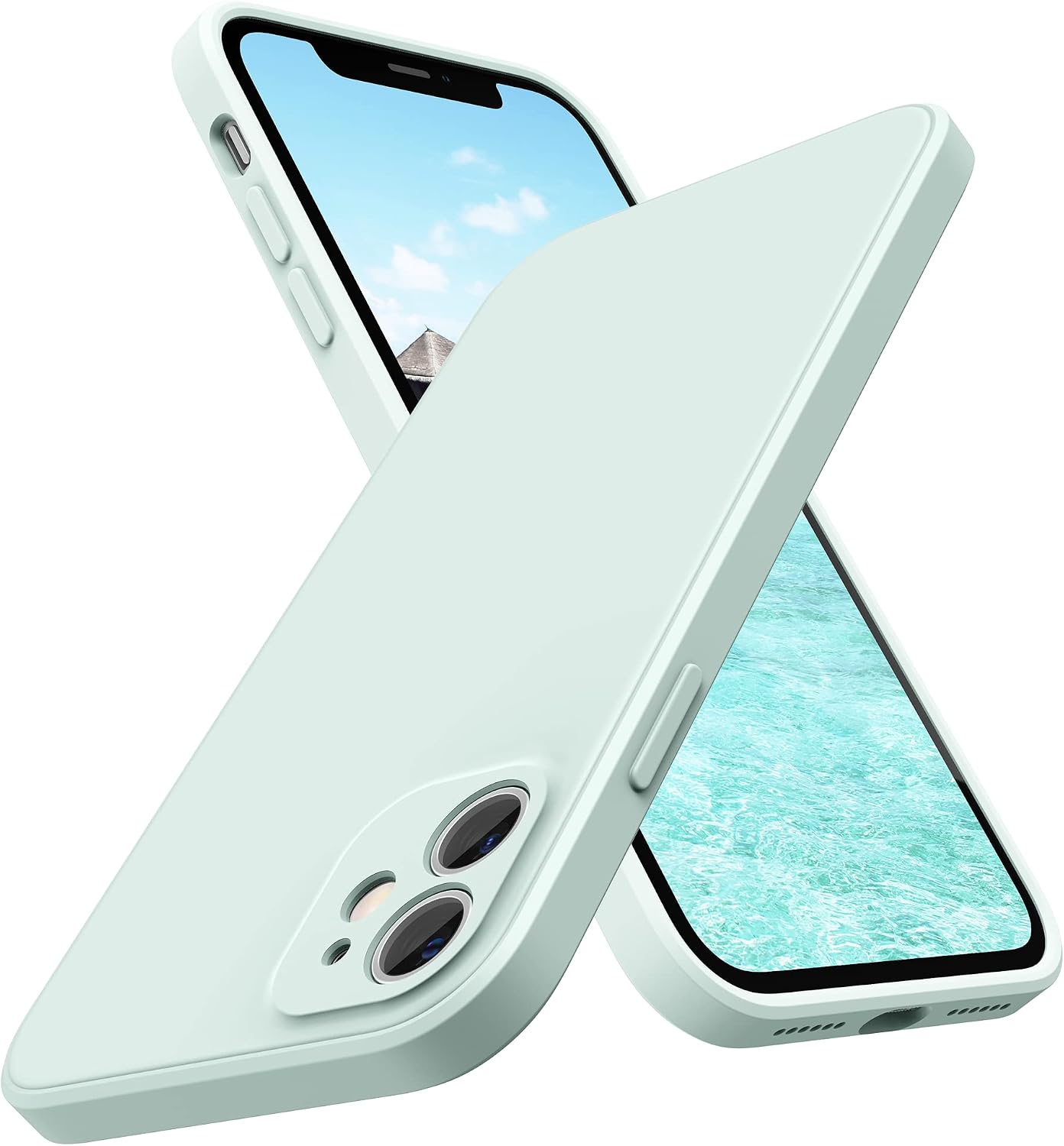 SURPHY Square Design for iPhone 11 Case with Camera Protection, Straight Edge Slim Design, Liquid Silicone Phone Case for iPhone 11 6.1 inches, Seafoam