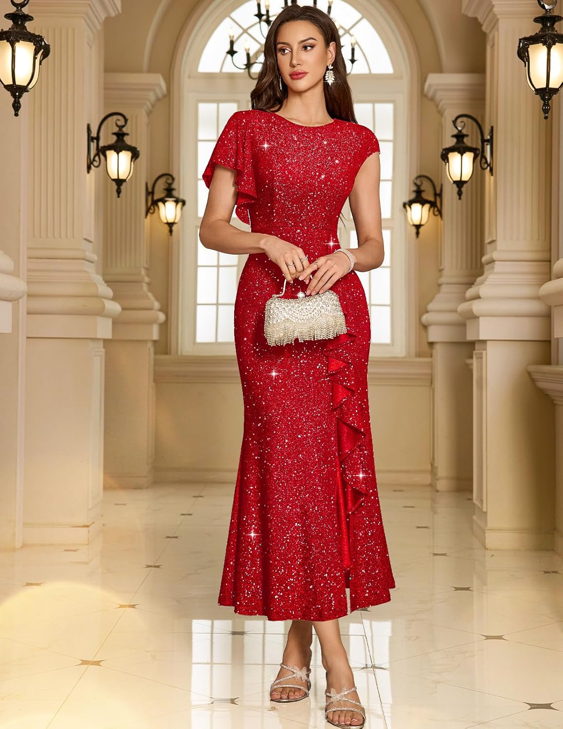 DRESSTELLS Sequin Formal Party Dress for Women Wedding Guest Cocktail Sparkly Prom Evening Dresses - Image 2