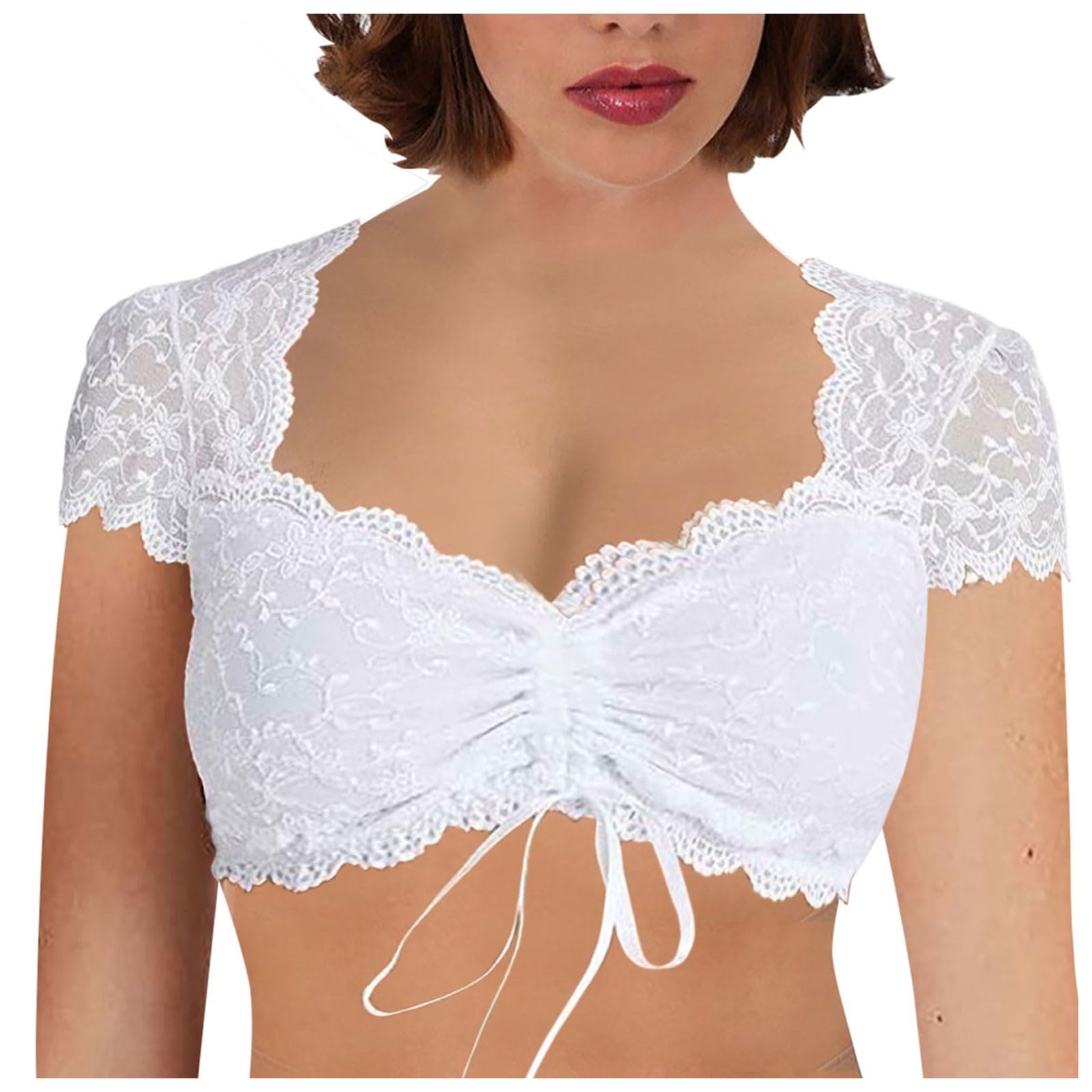 Chemisier Dirndl Pour Femme Manches Courtes Costume Traditionnel Blouse