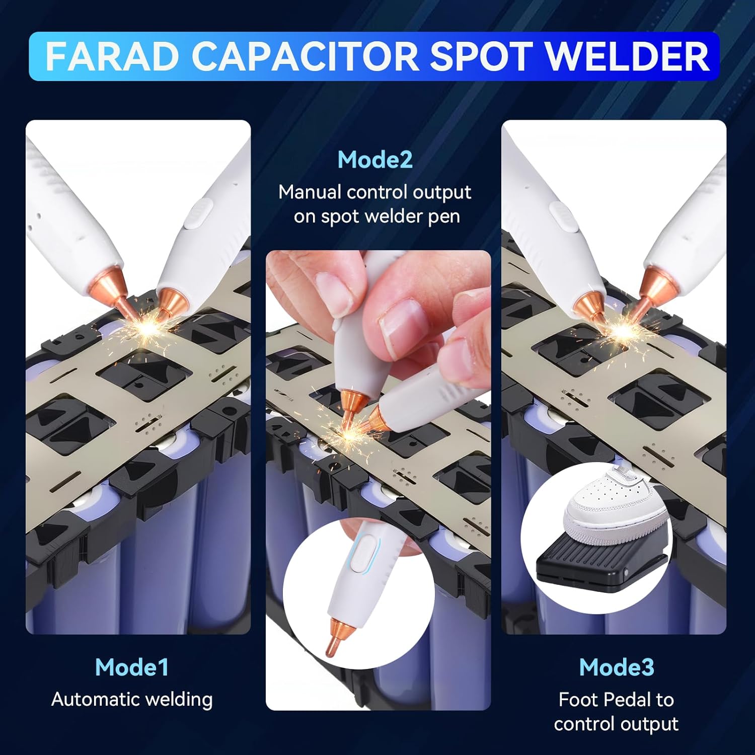 Capacitor Battery Spot Welder, Max 10.5KW Farad Spot Welder, 3-in-1 Modes for Auto & Manual & Foot Pedal, Welding Equipment for building 18650/LiFePO4 Lithium Battery Pack