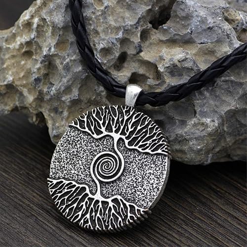 Miniatura 3 de Leprato Collar de talismán vikingo para hombre, con brújula de lobo nórdico Mjolnir, amuleto de valknut amuleto, colgante de runa vikinga nórdica,