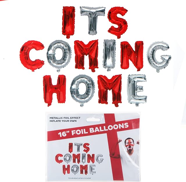 VFM - It's Coming Home Balloons 16" Fun Foil Letters Football, Match Day, Party Celebrations, Three Lions, England Decorations For The World Cup Final