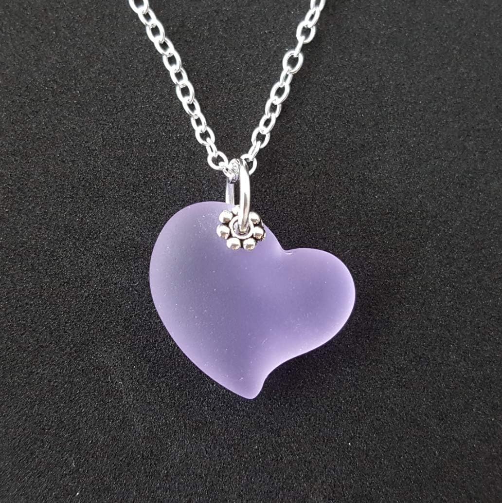 Yinahawaii Handmade Sea Glass Necklace, Hawaiian Jewelry For Women, Minimalist Heart Necklace, Sea Glass Jewelry Birthday Gift For Women