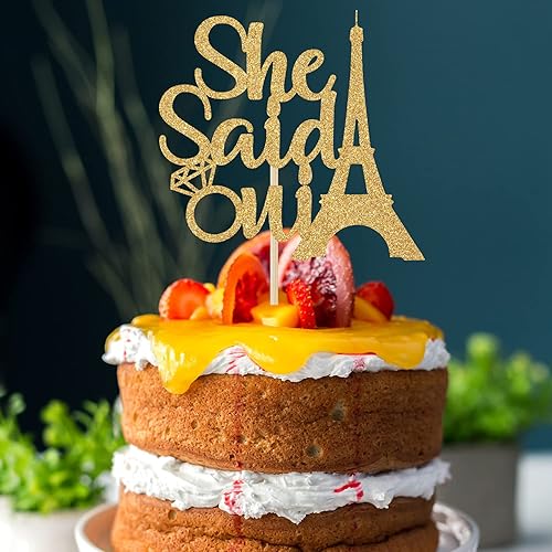 Miniatura 2 de She Said Oui - Decoración para tartas, decoración de despedida de soltera temática de París, decoración de pastel con purpurina dorada