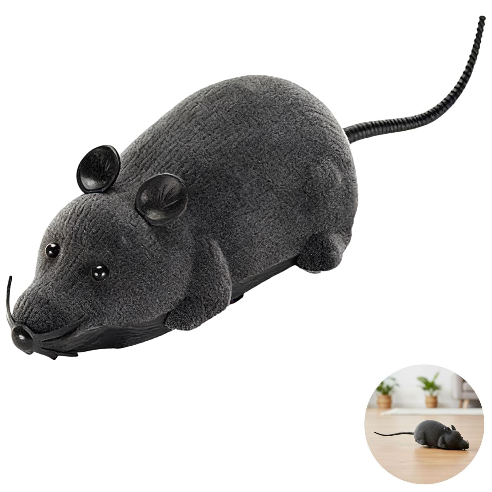 Generisch Elektrische Katzenmaus mit Fernbedienung, realistisches Plüschmaus-Spielzeug mit beweglichem Schwanz, 4-Wege-Steuerung, interaktives Spielzeug für Wohnungskatzen, 28 x 10 x 10 cm