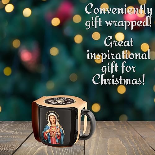 Miniatura 3 de Needzo Taza de café religiosa inspiradora de cerámica negra con oración incluida, apta para microondas y estante superior, apta para lavavajillas,