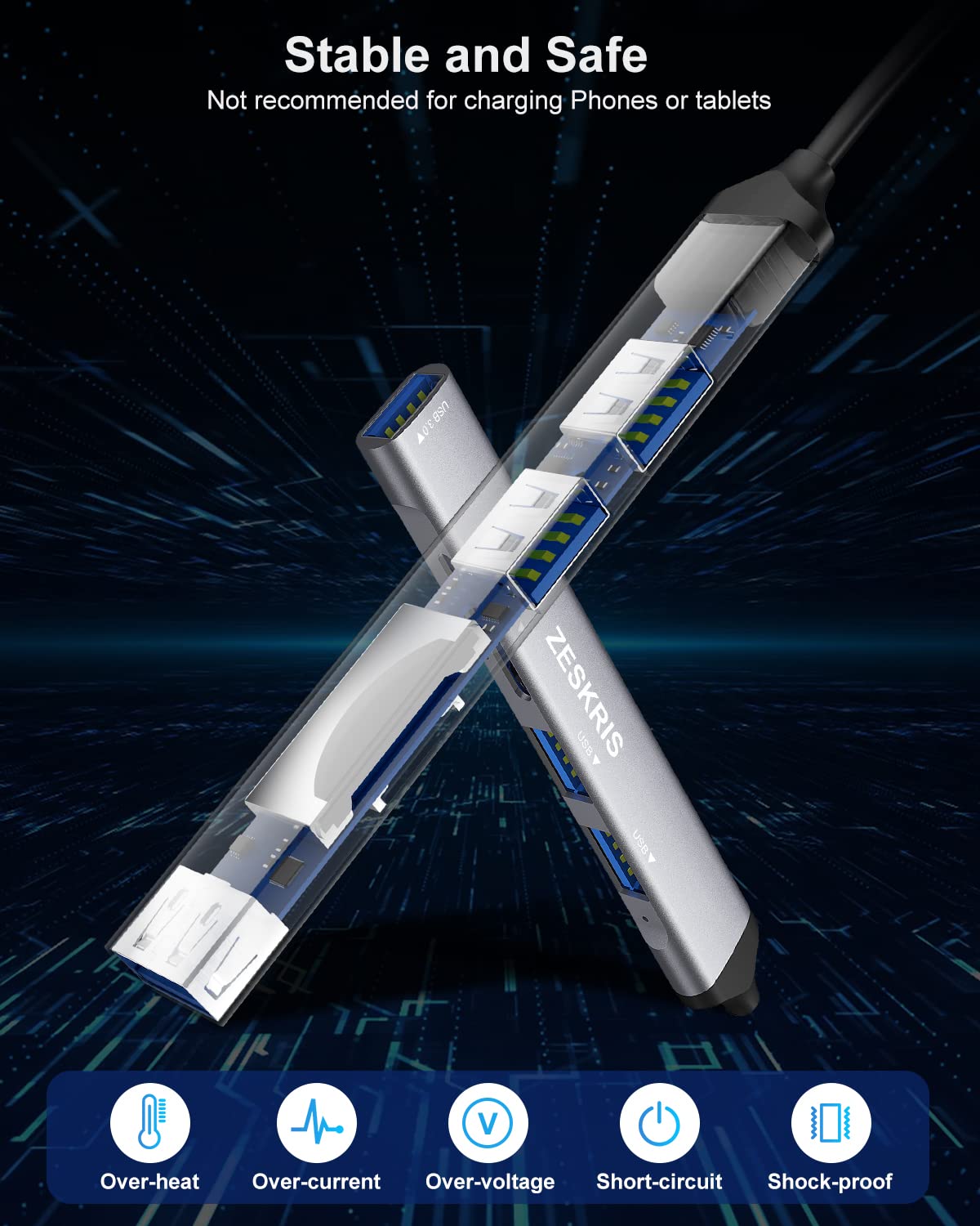 Hub USB C, ZESKRIS 5 porte Ultra Slim Data Type C Hub con 1 USB 3.0, 2 USB 2.0, TF/SD/MicroSD Card Reader Splitter USB portatile per Macbook Pro/Air, laptop, PS5/PS4 e altri dispositivi di tipo C