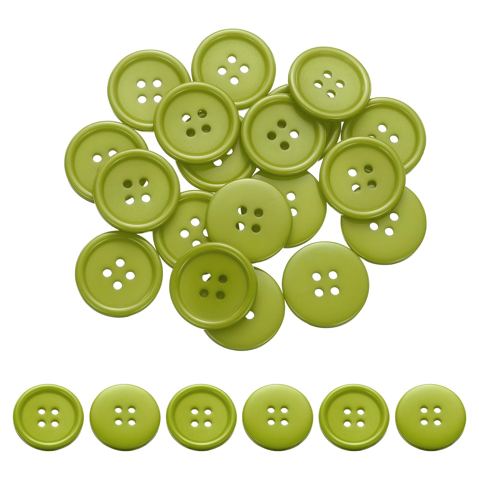 PATIKIL 20Pcs 40L 4-Hole Resin Sewing Buttons for Crafts, 25mm 1" Round Clothing Fastener Round Resin Buttons for DIY Sewing Clothes Fabric Pants Dress Skirt Crafts Replacement, Green