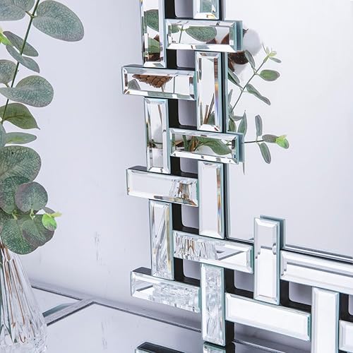 Miniatura 3 de Espejo grande para sala de estar, 36 x 24 pulgadas, moderno espejo decorativo con borde biselado, espejo rectangular sin marco para baño, comedor,