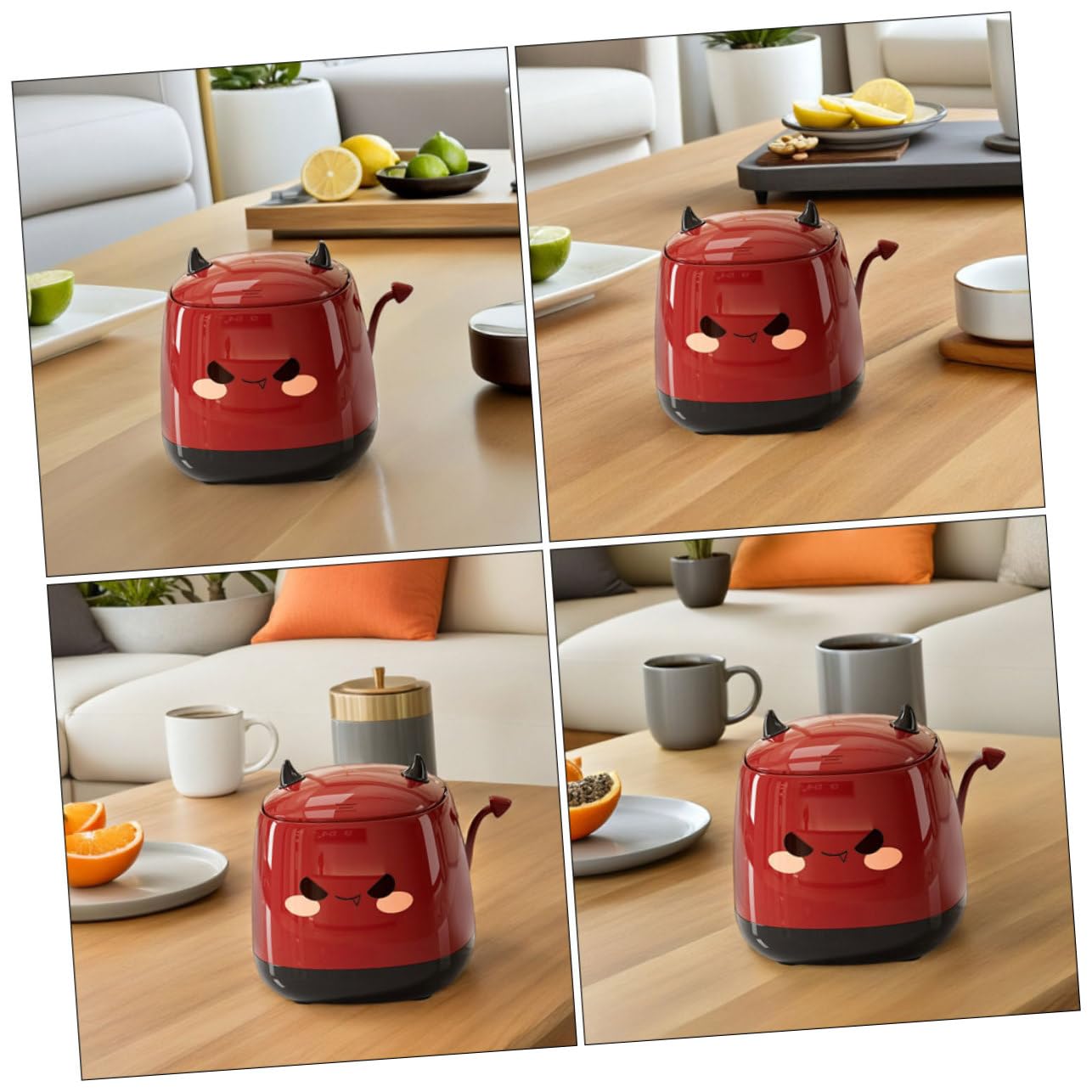 STOBAZA Mini Desktop Trash Can mit Deckel Kompakter Leiser Tischabfalleimer für Büro Schlafzimmer Büro Süßer Roter Platzsparende für Schreibtisch und Arbeitsbereich