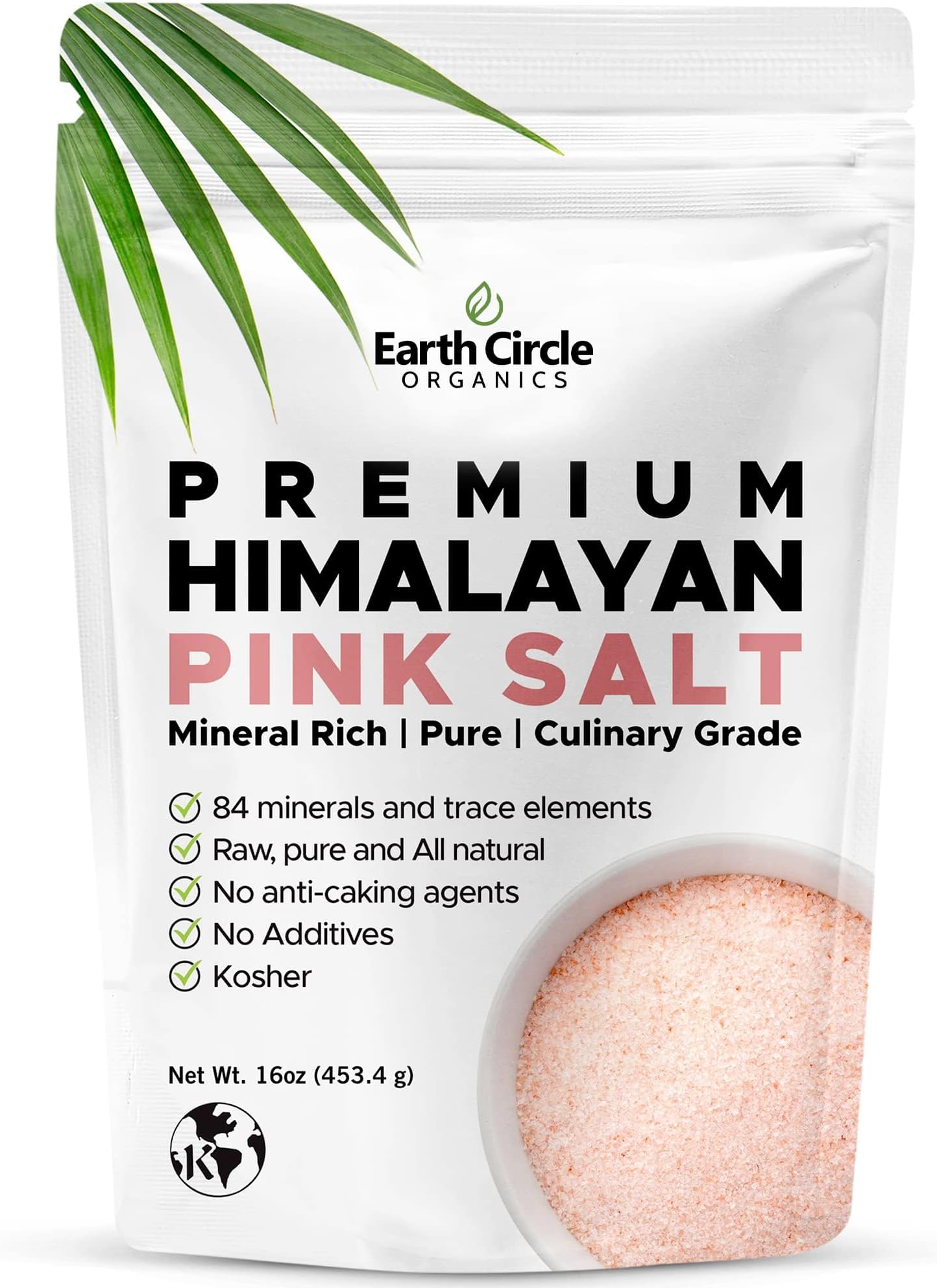 Earth Circle Organics, Himalayan Salt Crystals, Fine Grain, 16 oz (454 g)