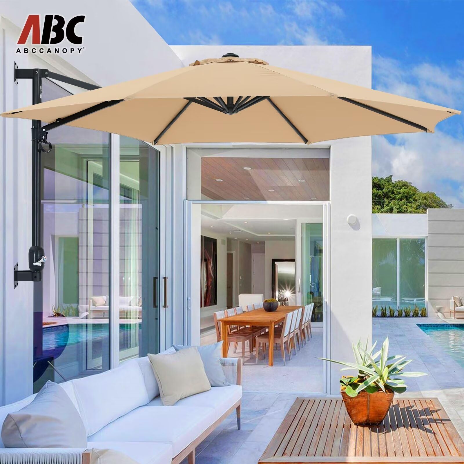 12 patio cantilever umbrella 12x12ft 2-Tier Outdoor Solar LED Cantilever Patio Umbrella  Best Choice  Products