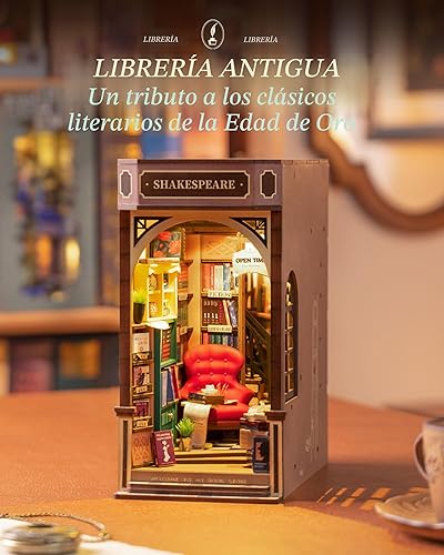Miniatura 2 de Rolife - Kit de manualidades para rincón de lectura DIY, rompecabezas 3D de madera en miniatura para adultos, 21.8 cm, kit de casa de libros en