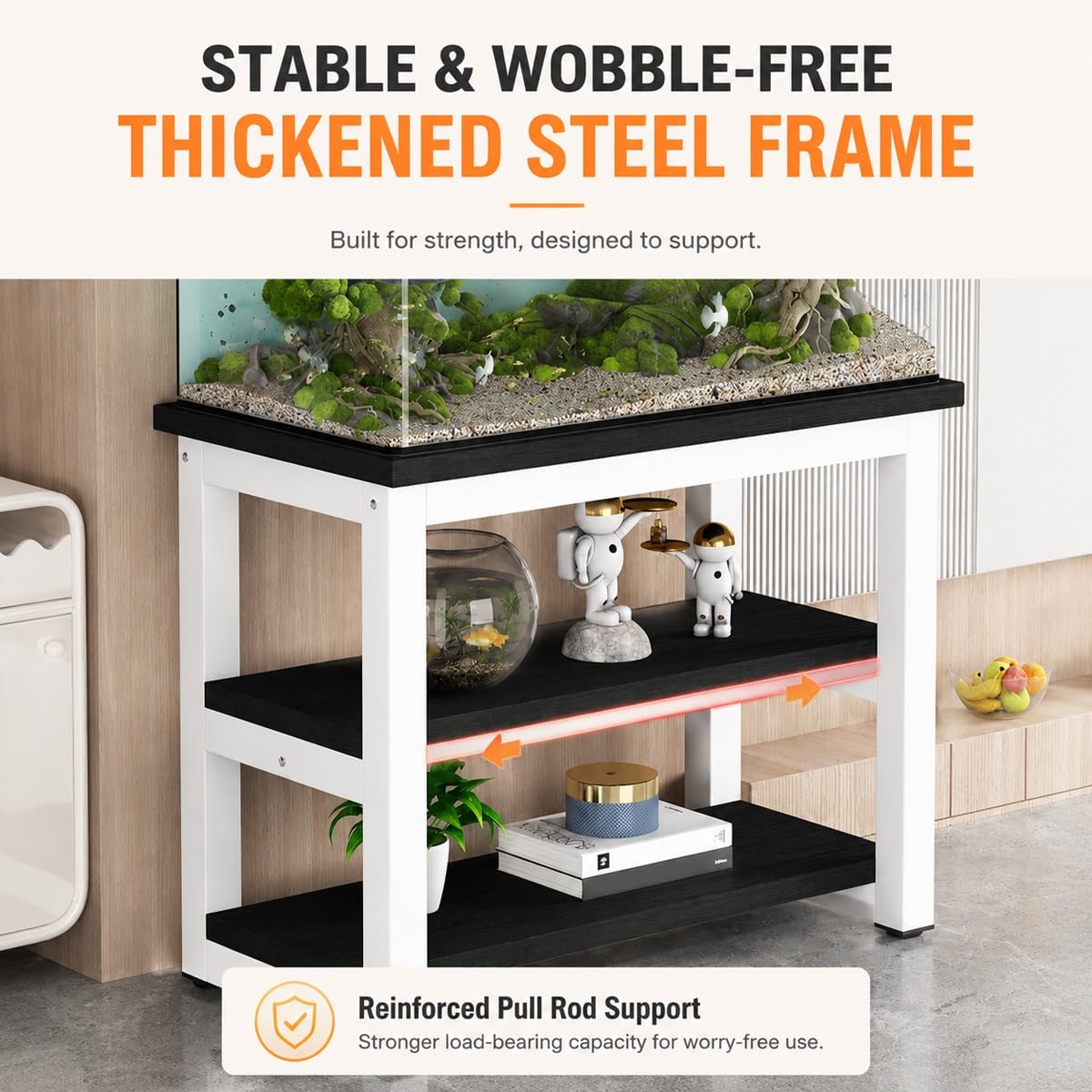 Fish Tank Rack - Supporto per acquario, 2 ripiani, lunghezza 35-120