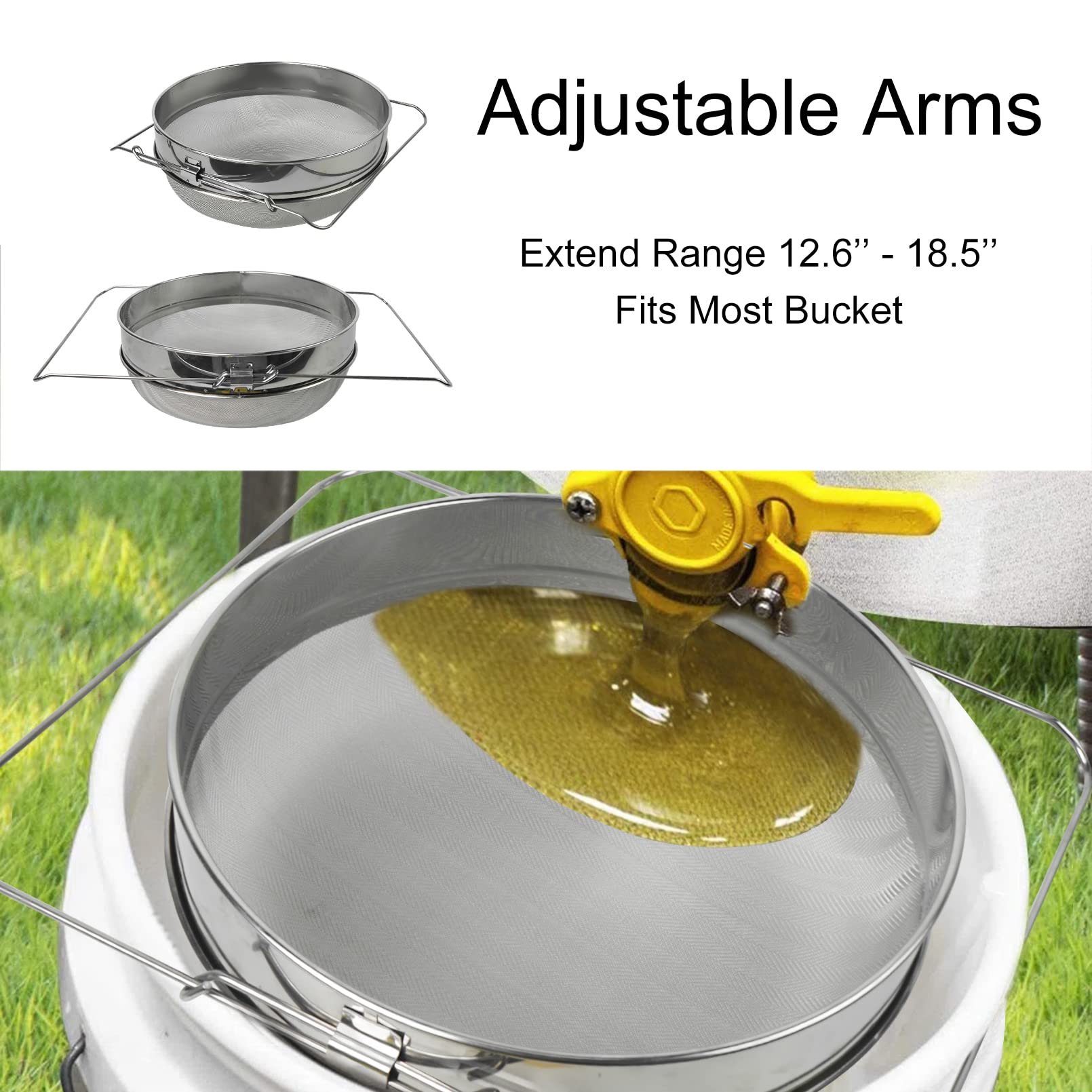 Lwuint Großes Doppelsieb 5 Gallonen Eimer Honigsieb, Premium Edelstahl Honigfilter Spüle Sieb für Honig, Obst, Gemüse