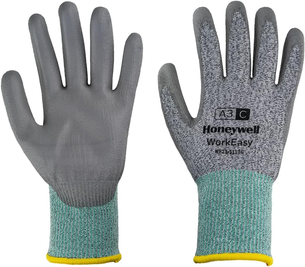 Honeywell Safety Work Gloves Protective Cut Level A3/C, Mechanical and cut resistance polyurethane coating- Grey