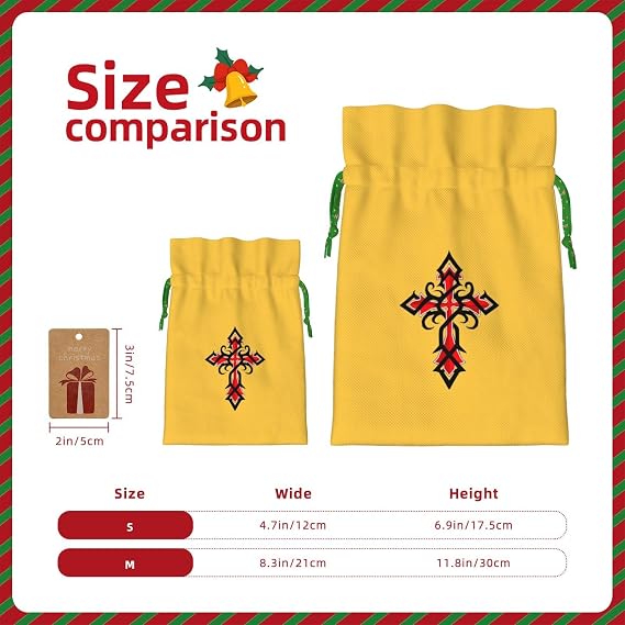 AMZJHGWEU Knights Templar Christmas Gift Bags, Santa Wrapping Bags, With Drawstring And Tags Reusable, Xmas Presents Bag, Holiday Party Favors, Birthday & Christmas Gift