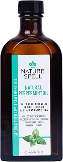 Nature Spell Peppermint Oil for Hair & Skin 150ml – Treatment Hair Oil for Dry Damaged Hair and Itchy Scalp - Body Oil to Improve Skin Texture – Made in the UK