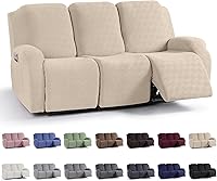 Vista 39 de KinCam Fundas para Reclinables, Fundas Elásticas para Sillas Reclinables, Fundas para Sofá Reclinable con Diseño de Rayas Jacquard, Fundas