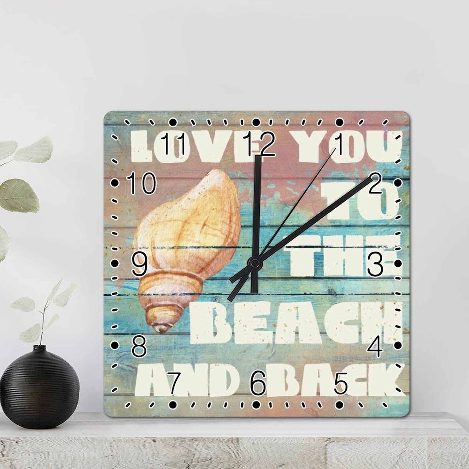 Horloge murale ocean plage carree 30cm silencieuse a pile