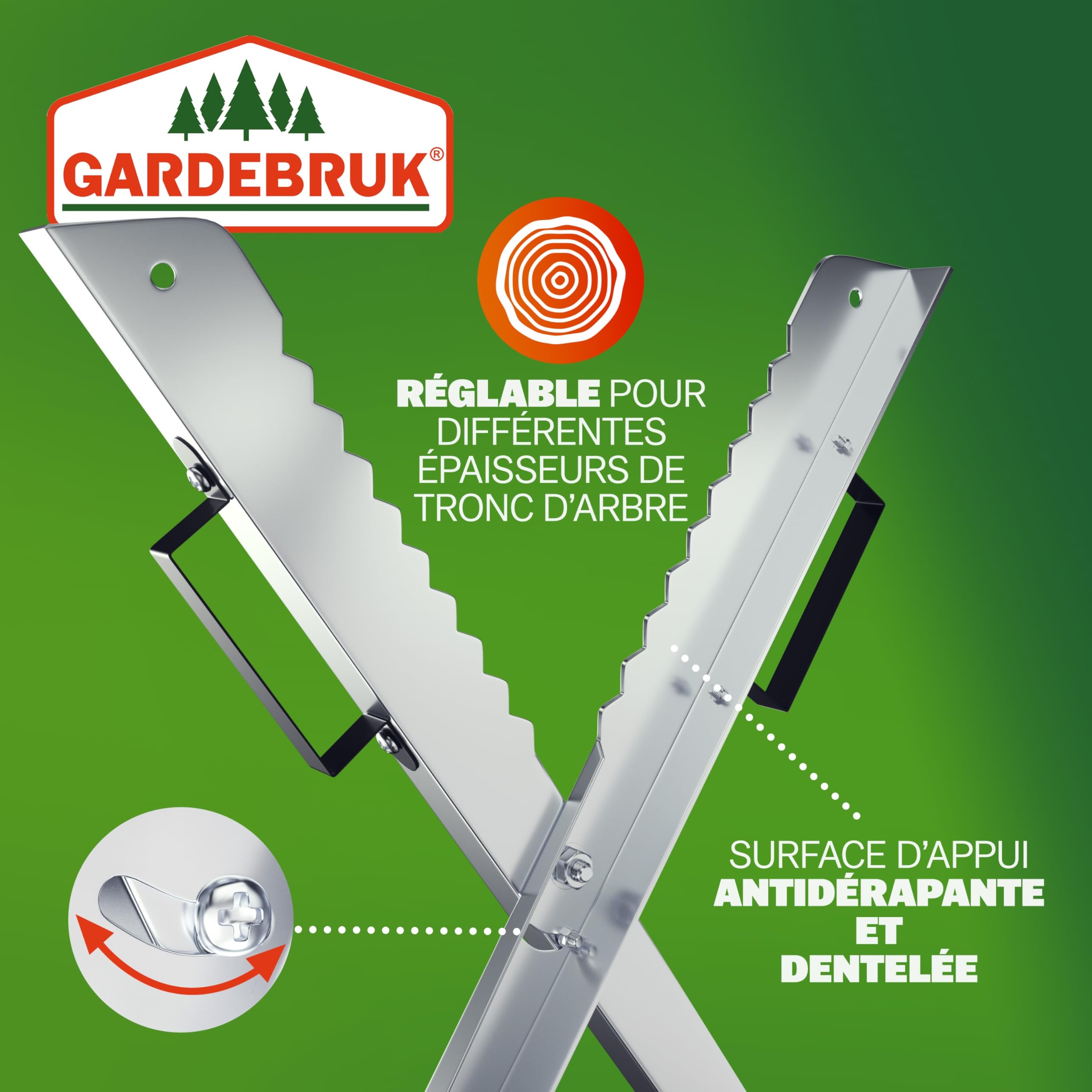 Gardebruk Chevalet de sciage pliable 150 kg métal zingué jardin dents porte-bûches support de coupe tréteau de sciage tronçonneuse