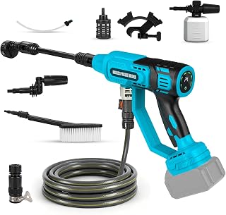 Wireless Pressure Washing Machine Compatible with Makita 18 V Battery, 500 W 710 PSI Pressure Washer, Handheld Pressure Cleaning Gun for Car and Household (4 Speeds Adjustable, Without Battery)