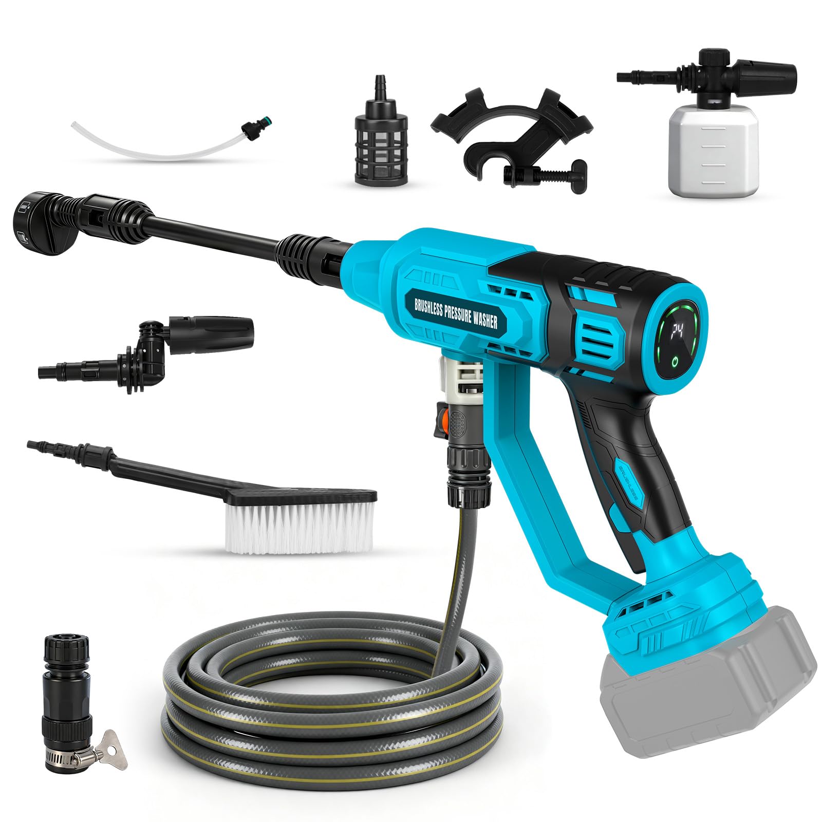 Lavadora de presión sin Cable Compatible con Makita 18V batería, 500W 710PSI Limpiador de Alta presión Pistola de Limpieza de Alta presión de Mano para automóviles y hogares (sin batería)