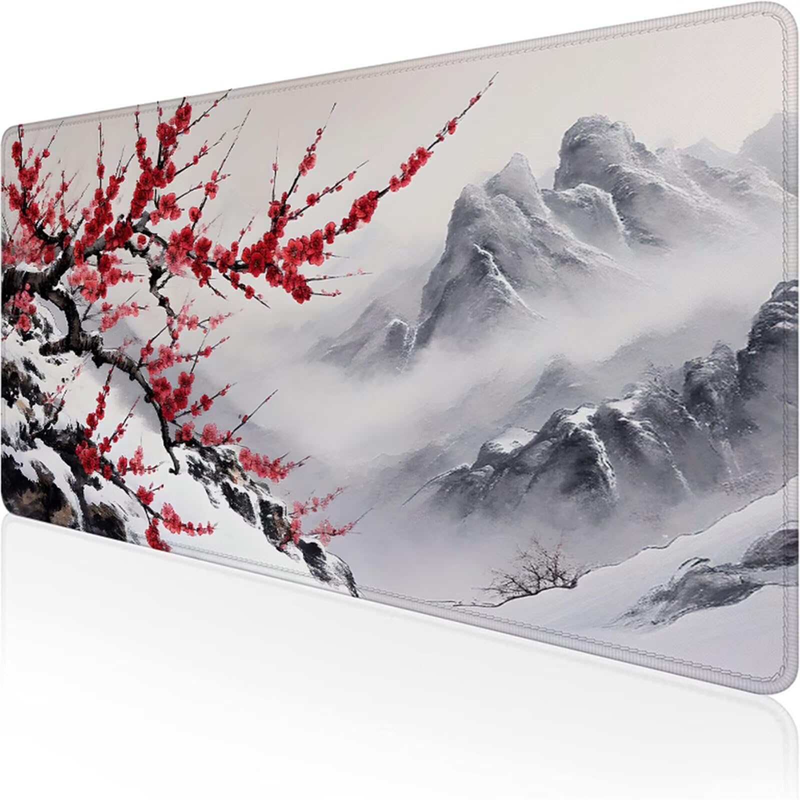Biała podkładka pod mysz dla graczy XXL 1400 x 600 x 3 mm, podkładka pod biurko jabłko śliwka z antypoślizgową i wodoodporną podkładką pod mysz Pad, gładka powierzchnia poprawia precyzję i szybkość D1