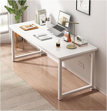 Escritorios de oficina Home computer desk Work desk for home office Metal frame desk modern and simple style suitable for home office study suitable for small space writingWarm White,120*60c