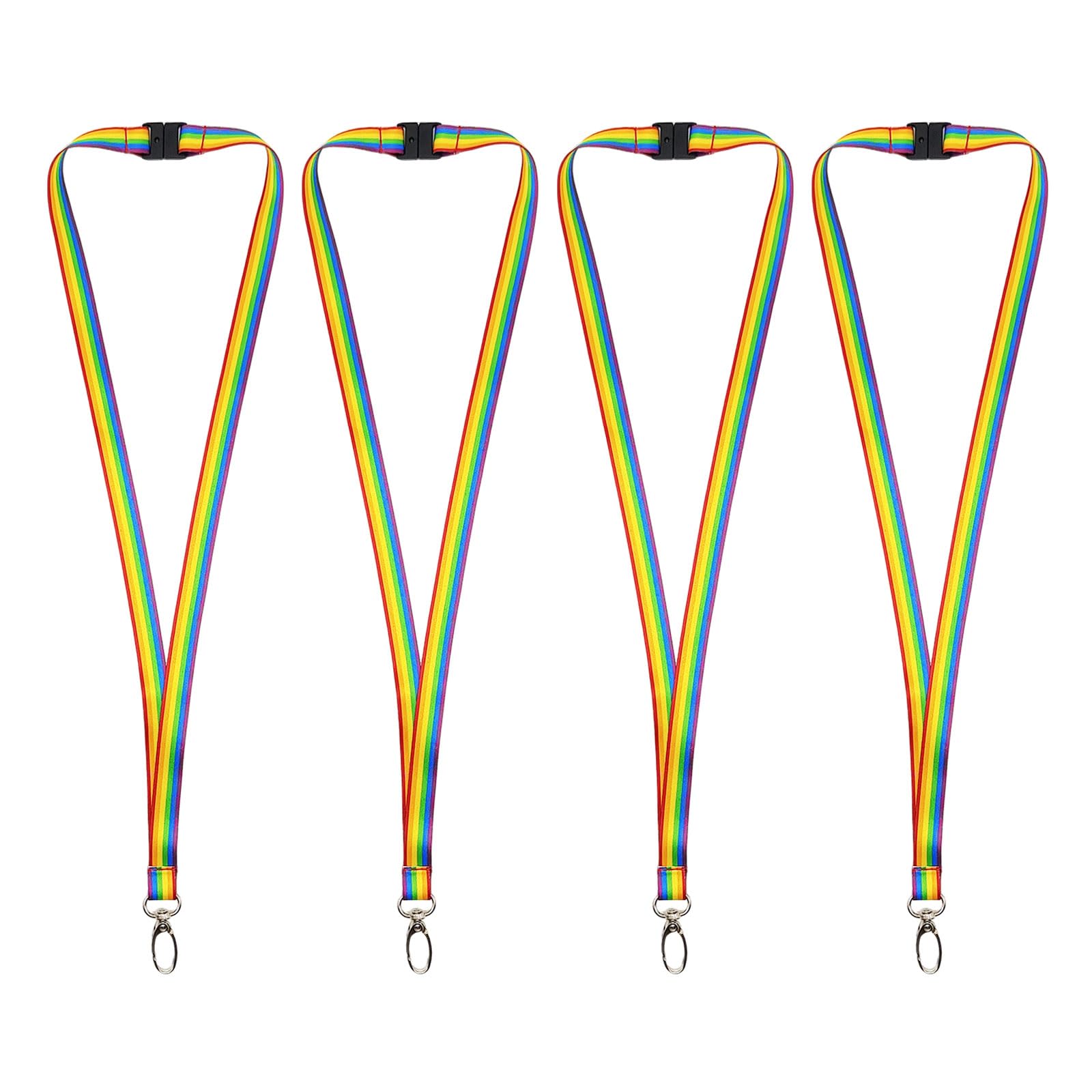 TUONYIS 4 Pcs Rainbow Lanyard, With Detachable Buckle Clip, Lobster Clip Attachment, Personalised Neck Lanyard, Eco-Friendly Material, for LGBTQ Pride, ID Card Badge Holder, Keyring (Rainbow)