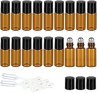 Vista 10 de ZEJIA Botellas de rodillo de 0.1 fl oz, paquete de 24 botellas de aceite esencial de vidrio grueso azul cobalto con bola de rodillo de acero